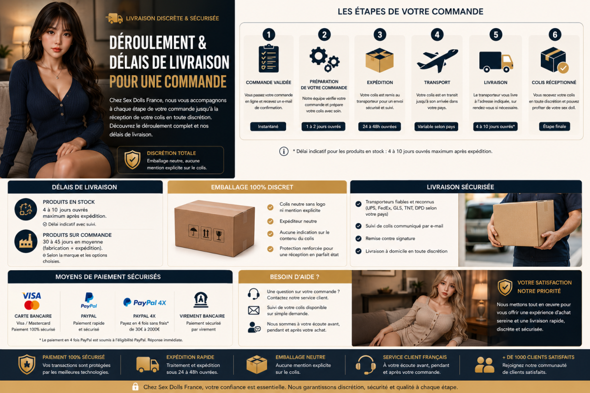 Déroulement et délais de livraison pour une commande de poupée sexuelle